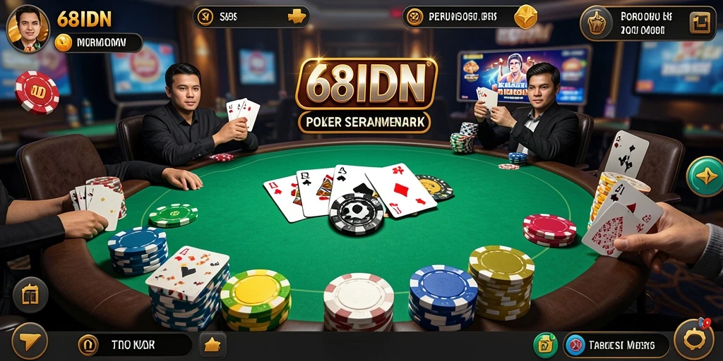 Tangkapan layar gameplay Poker yang menegangkan di 68IDN.