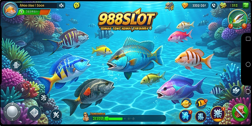 Gameplay seru menembak ikan dalam 988SLOT.