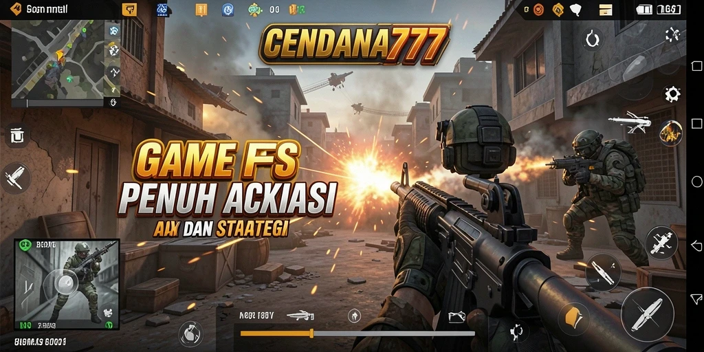 Screenshot dari gameplay CENDANA777 yang menampilkan aksi tembak-menembak.
