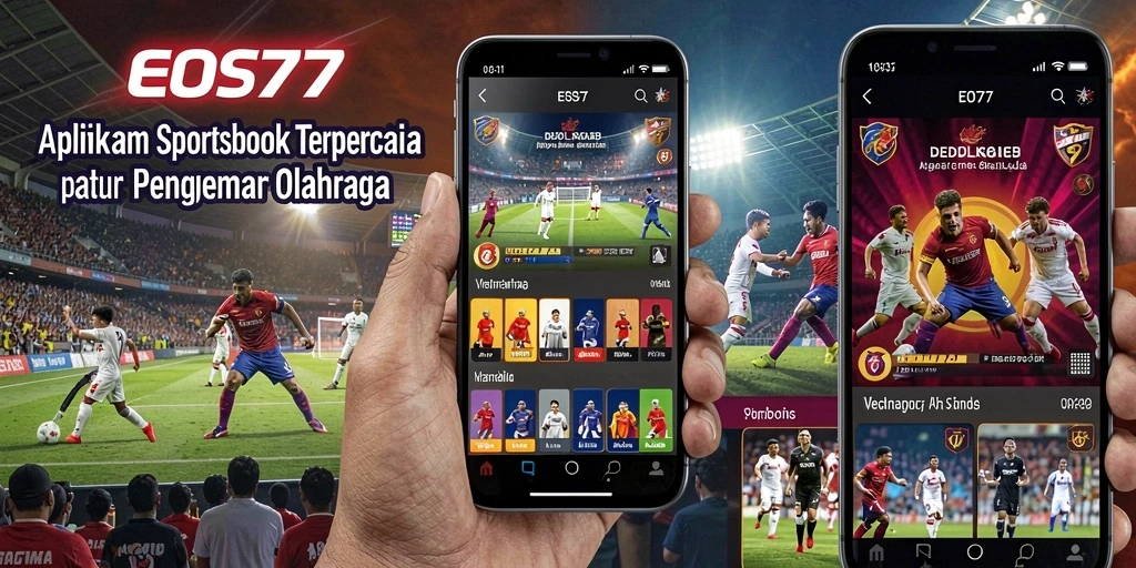 Screenshot menunjukkan tampilan utama aplikasi EOS77 saat melakukan taruhan olahraga.