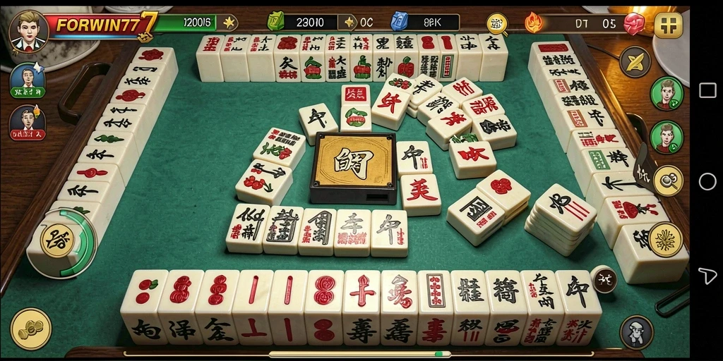 Tampilan screenshot utama <strong>FORWIN77</strong> menunjukkan gameplay Mahjong yang menarik.