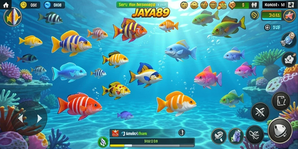 Tampilan gameplay JAYA89 saat menembak ikan dengan efek visual yang memukau.
