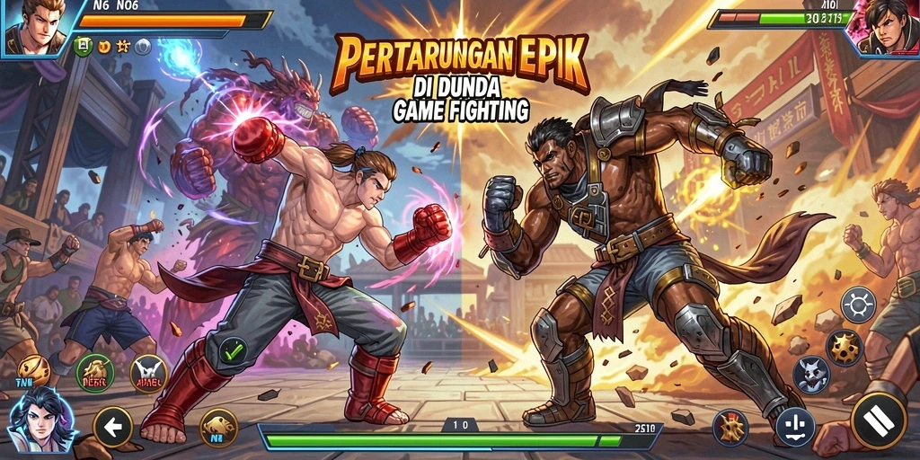 Tangkapan layar N06 menampilkan pertarungan seru antara karakter-karakter unik.