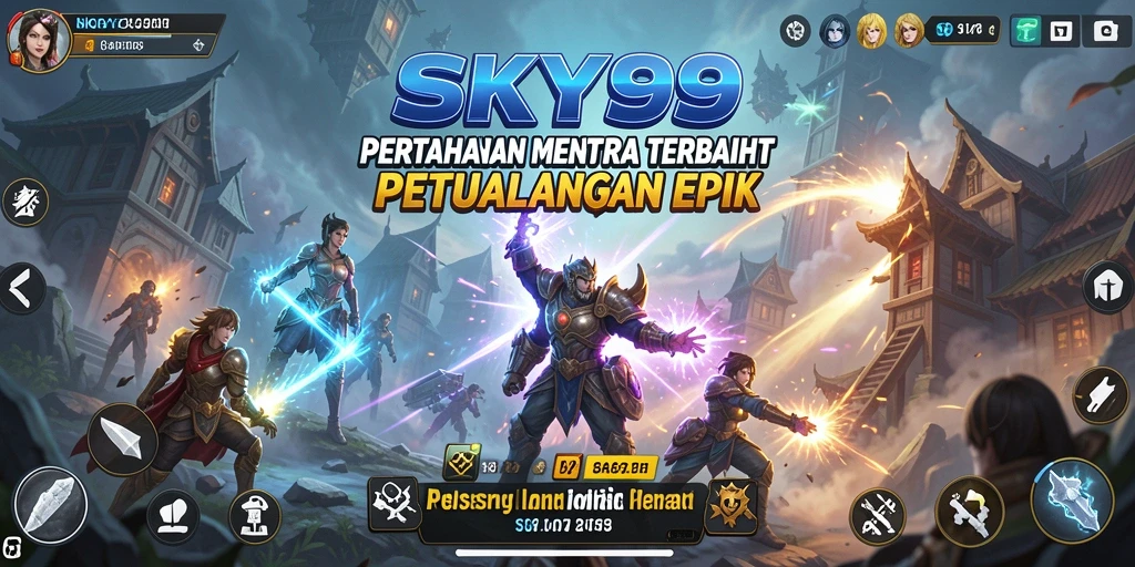 Tampilan gameplay Tower Defense yang intens dalam SKY99.