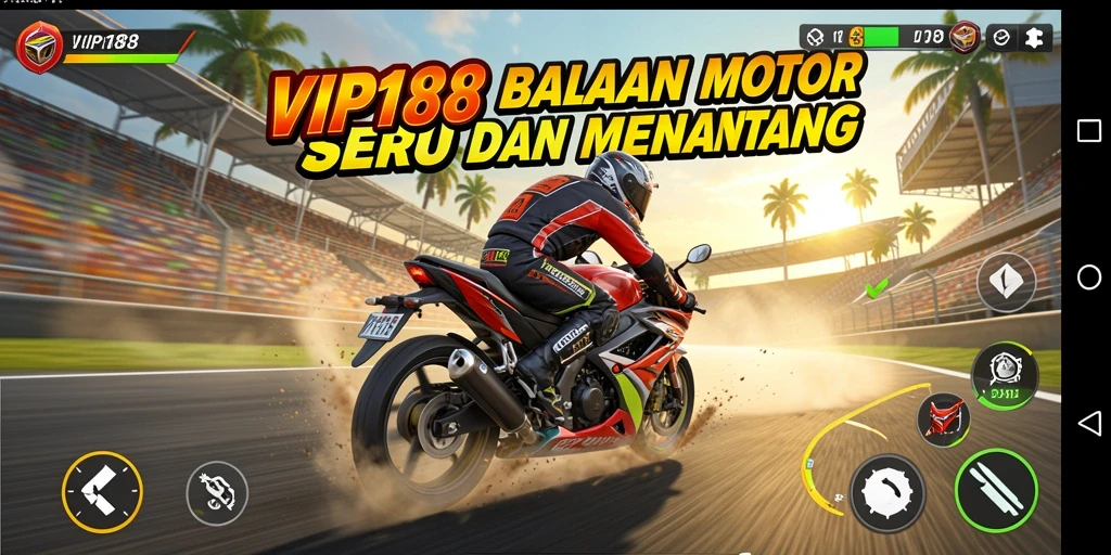 Screenshot utama VIP188 menampilkan aksi balapan motor yang seru.