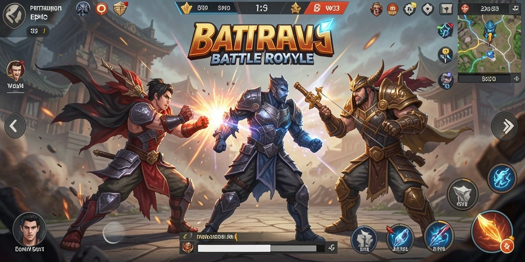 Screenshot gameplay WOW33 menampilkan aksi seru di arena Battle Royale.